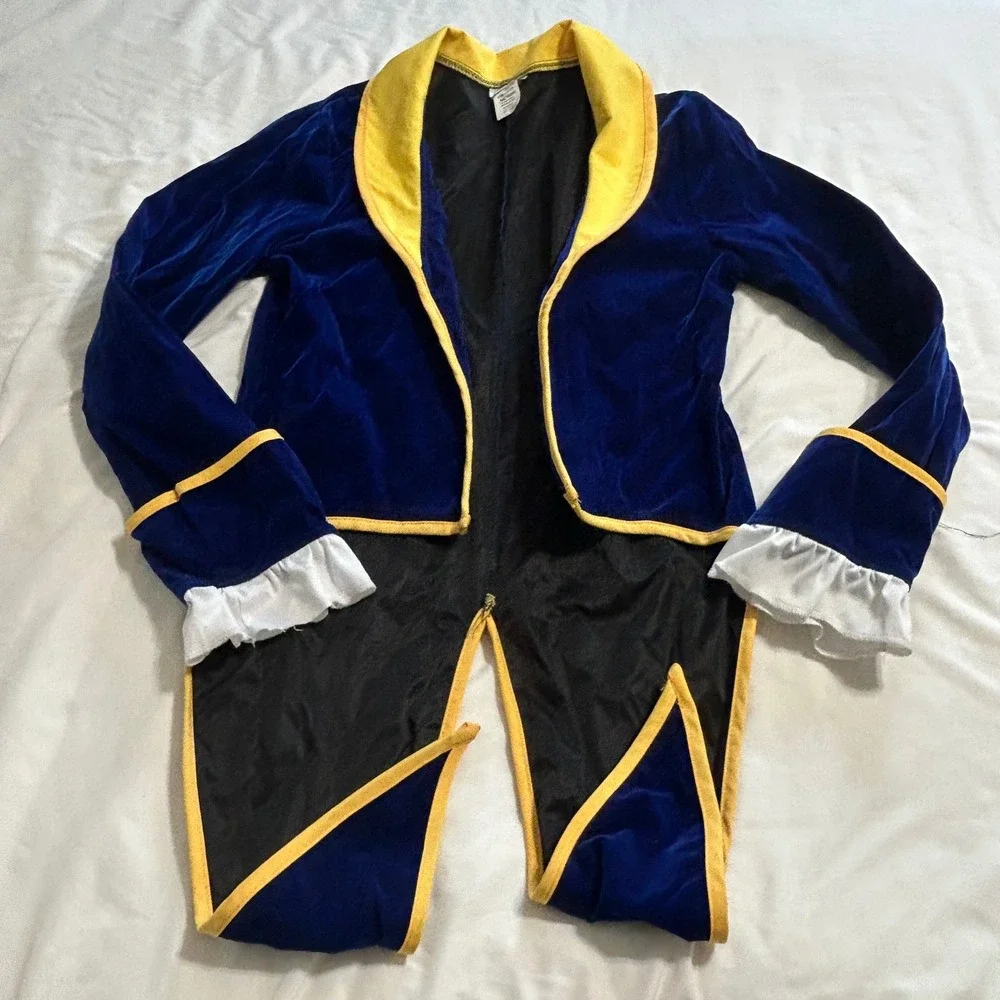 Disney Beast Costume Jacket Kids Medium Blue Velvet Tailcoat - Picture 1 of 6
